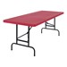 Colorful Plastic Folding Table w/ Adjustable Height - Shown in red