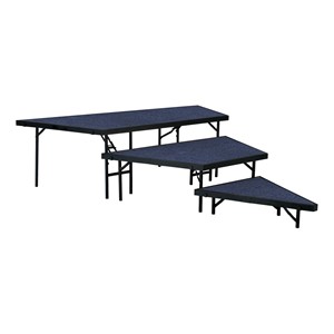 Pie-Shaped Riser Set w/ Carpet Deck - Three Levels - Blue