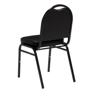 250 Series Stack Chair w/ 2 1/2" Thick Seat - Vinyl Upholstered - Black vinyl w/ black frame