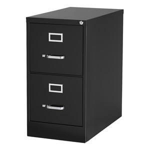 Vertical File Cabinet w/ Two Drawers - Letter - Black