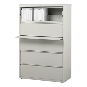 Lateral File Cabinet w/ Five Drawers (36" W) - Gray
