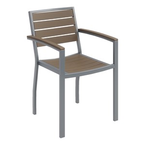 Alfresco Bistro Indoor/Outdoor Café Chair - Mocha w/ Silver Frame
