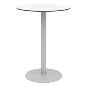 Alfresco Bistro Indoor/Outdoor Round Café Height Table - White Top/Silver Frame