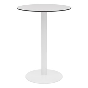 Alfresco Bistro Indoor/Outdoor Round Café Height Table (30" Diameter) - Fashion Gray Top/White Frame