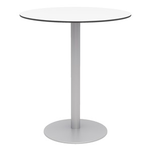Alfresco Bistro Indoor/Outdoor Round Café Height Table (36" Diameter) - White Top/Silver Frame
