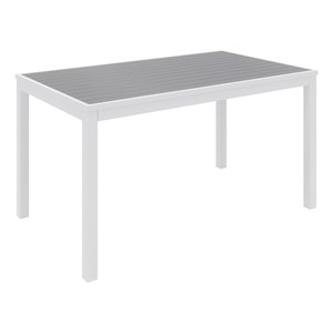 Alfresco Bistro Indoor/Outdoor Rectangle Pedestal Café Table - Gray w/ White Frame