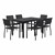Alfresco Bistro Indoor/Outdoor Rectangle Pedestal Table & Café Chair - Seven Piece Set - Black w/ Black Frame