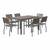 Alfresco Bistro Indoor/Outdoor Rectangle Pedestal Table & Café Chair - Seven Piece Set - Mocha w/ Silver Frame