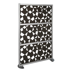 Modern Privacy Panel with Fractal Pattern Infill Panels (4' 4" W x 6' 6" H) - Charcoal