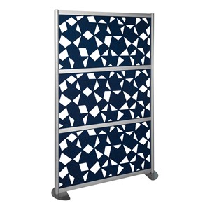 Modern Privacy Panel with Fractal Pattern Infill Panels (4' 4" W x 6' 6" H) - Midnight
