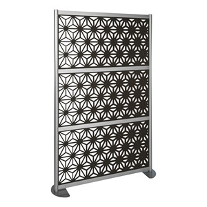 Modern Privacy Panel with Kaleidoscope Top Pattern Infill Panels (4' 4" W x 6' 6" H) - Charcoal