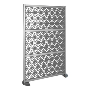 Modern Privacy Panel with Kaleidoscope Top Pattern Infill Panels (4' 4" W x 6' 6" H) - Steel