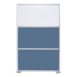Modern Privacy Panel with Colored and Translucent Infill Panels  (4' 4" W x 6' 6" H) - Slate Blue w/ White Panel