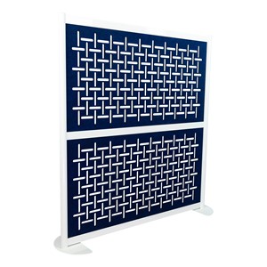 Modern Privacy Panel with Grate Pattern Infill Panels (4' 4" W x 4' 5" H) - MIdnight