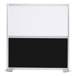 Modern Privacy Panel with Colored and Translucent Infill Panels (4' 4" W x 4' 5" H) - Black w/ White Panel