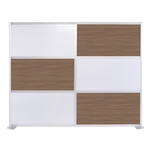 Modern Privacy Panel with Colored and Translucent Infill Panels (8' 4" W x 6' 6" H) - Walnut w/ White Panels