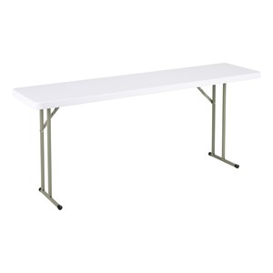 Blow Molded Plastic Folding Training Table (18" W x 72" L) - White