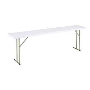 Blow Molded Plastic Folding Training Table (18" W x 96" L) - White