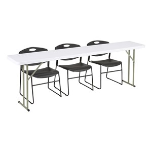 Blow Molded Plastic Folding Training Table (18" W x 96" L) - White