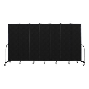 6' 8" H Vinyl Freestanding Portable Partition - 7 Panels (13' 1" L) - Coal