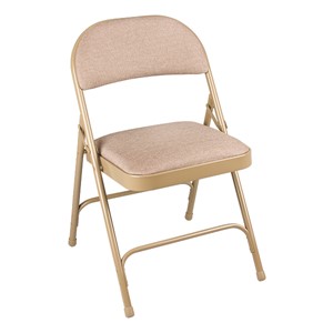 6600 Series Heavy-Duty Folding Chair w/ Fabric Upholstered Seat & Back - Beige fabric & beige frame