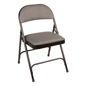 6600 Series Heavy-Duty Folding Chair w/ Fabric Upholstered Seat & Back - Gray/black fabric & black frame