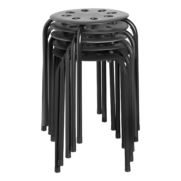 Red/Orange/Green/Black Pack of 4 NOR-OAH1000AC Norwood Commercial Furniture 3-Leg Plastic Stack Stools w/ Aluminum Legs