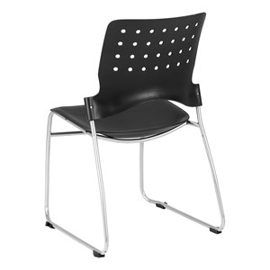 Ballard Plastic Stack Cafeteria Chair - Black w/ silver frame