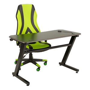 Black Gaming LED Desk & Green Racing Style Gaming Chair