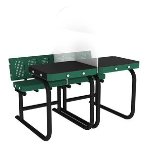 Solid Writable Top Multi-Configurable Collaborative Outdoor Desk - Two Students Side by Side (Green)