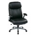 Executive Eco Leather Chair w/ Adjustable Padded Flip Arms & Coated Base - Black Chair & Silver Base