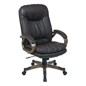 Eco Leather Chair w/ Padded Arms & Coated Base - Espresso