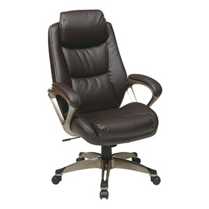 Executive Eco Leather Chair w/ Padded Arms, Headrest & Coated Base - Espresso