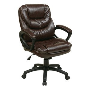Faux Leather Manager's Chair w/ Padded Arms - Chocolate