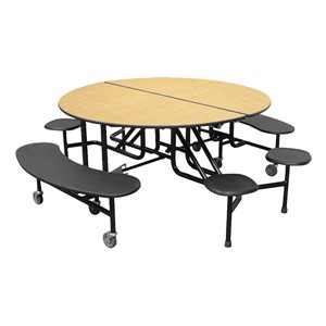 59T Series Round Combo-Seat Cafeteria Table - 2 Benches/4 Stools