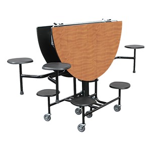 59T Series 60" Round Stool Cafeteria Table - storage