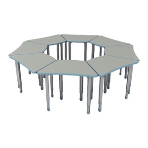 A&D Adjustable-Height Trapezoid Desks