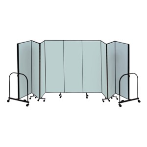 6' H Freestanding Portable Partition - Nine Panels (16' 9" L) - Summer Blue fabric