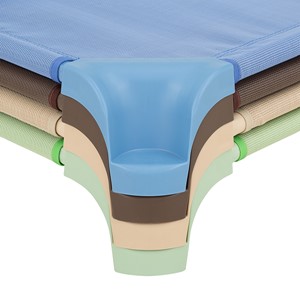 Deluxe Assorted Natural Colors Stackable Daycare Cot w/ Easy Lift Corners - Standard (52" L) - Pack of 16 Cots - Corners - Stacked
