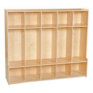 Wooden Five-Section Locker Unit w/ Seat - Assembled (54" W)