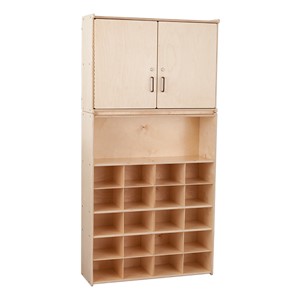 20-Tray Wooden Storage Unit w/ Cabinet - Unassembled