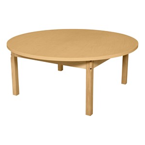Round High-Pressure Laminate Table w/ Hardwood Legs - 14" Height