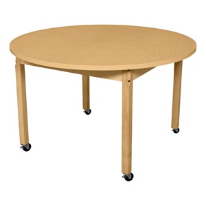 Round High-Pressure Laminate Table w/ Hardwood Legs - 26" Height - Casters