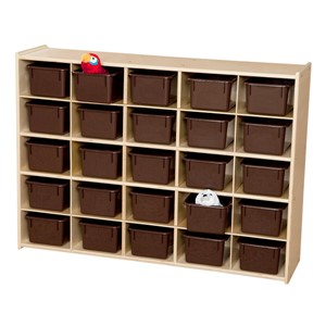 25-Tray Wooden Storage Unit - Unassembled & w/ Chocolate Trays - Accessories not included