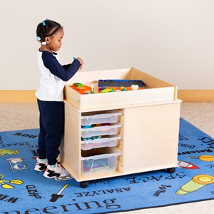 Large Preschool STEM Bin Cart w/ Tabletop & Lip