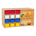 12-Tray Double Wooden Mobile Storage Unit - Assembled & w/ Colorful Trays – Front - Accessories not included
