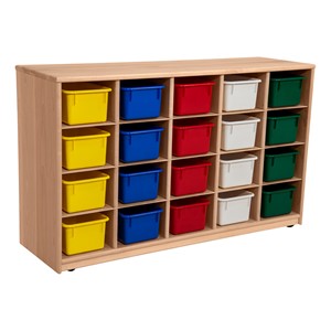 Maple 20-Tray Cubby Storage Unit w/ Assorted Color Trays