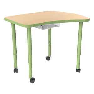 Accent Series Preschool Amoeba Collaborative Table w/ Laminate Top & Bin - Maple Top/Green Apple Edgeband/Legs