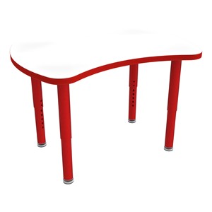 Shapes Accent Series Bowtie Collaborative Table w/ Whiteboard Top & Glides - Red