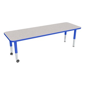 Rectangle Adjustable-Height Mobile Preschool Activity Table - 24" W x72" L
